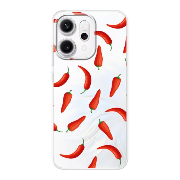 Coque Oppo Reno14 Pro flexible transparente avec Piments Rouges - Motif Transparent Chili Pepper