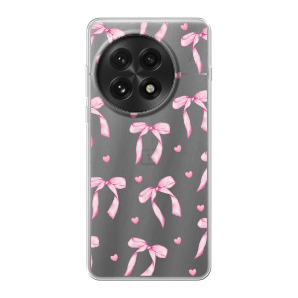 Transparant flexibel OnePlus 13 hoesje met Roze Strikjes en Hartjes