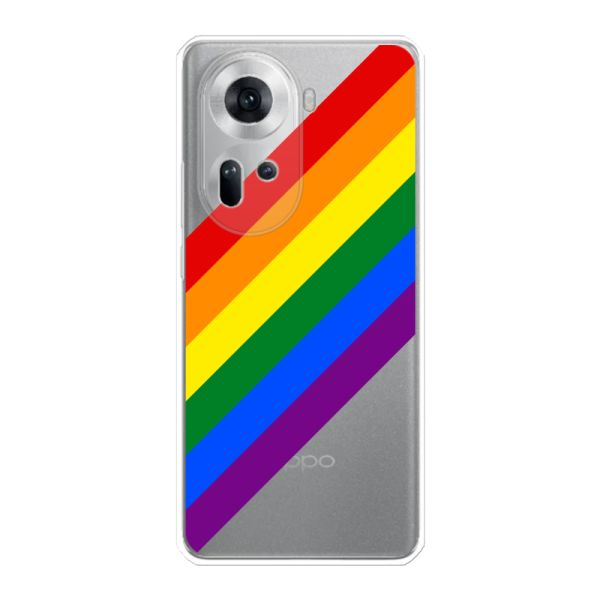 Transparant flexibel Oppo Reno11 hoesje met Diagonale Regenboog - Pride Strepen