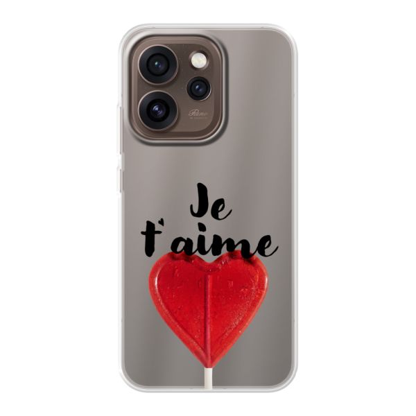 Coque Oppo Reno15 Pro flexible transparente avec sucette en forme de cœur - Je t'aime