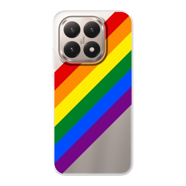 Coque Xiaomi 15T flexible transparente avec arc-en-ciel diagonal - rayures Pride
