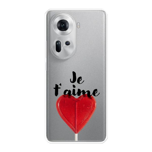 Transparant flexibel Oppo Reno11 hoesje met Hartvormige Lolly - Je t'aime