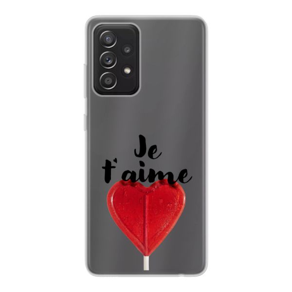 Transparant flexibel Samsung Galaxy A52 hoesje met Hartvormige Lolly - Je t'aime