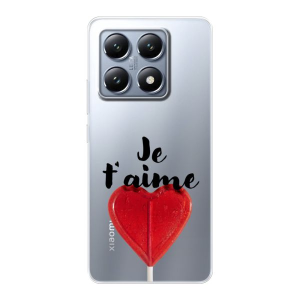Transparant flexibel Xiaomi 14T hoesje met Hartvormige Lolly - Je t'aime