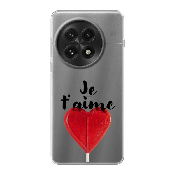 Transparant flexibel OnePlus 13 hoesje met Hartvormige Lolly - Je t'aime