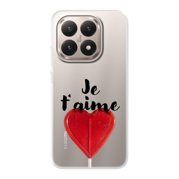 Coque Xiaomi 15T flexible transparente avec sucette en forme de cœur - Je t'aime