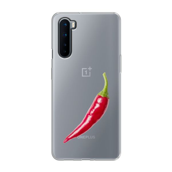 Transparant flexibel OnePlus Nord hoesje met Rode Peper - Pittig Design