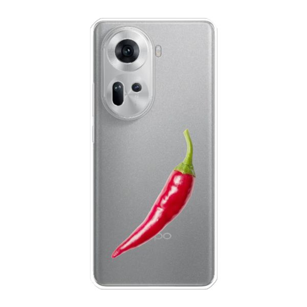 Transparente flexible Oppo Reno11 Hülle mit roter Chili - Scharfes Design