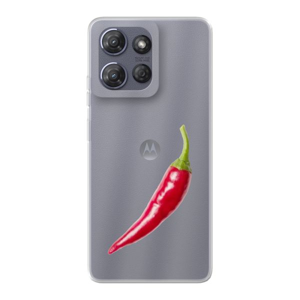 Coque Motorola Moto G Power (2025) flexible transparente avec piment rouge - Design épicé