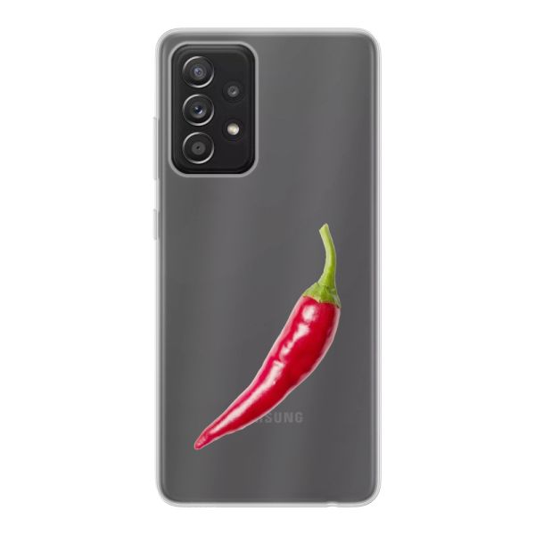 Transparente flexible Samsung Galaxy A52 Hülle mit roter Chili - Scharfes Design