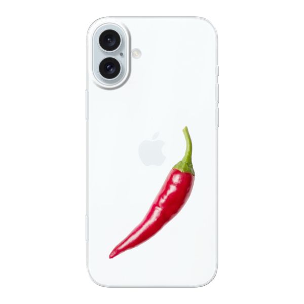 Transparente flexible iPhone 16 Plus Hülle mit roter Chili - Scharfes Design
