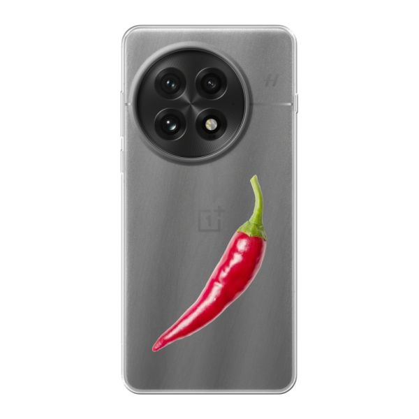 Transparente flexible OnePlus 13 Hülle mit roter Chili - Scharfes Design