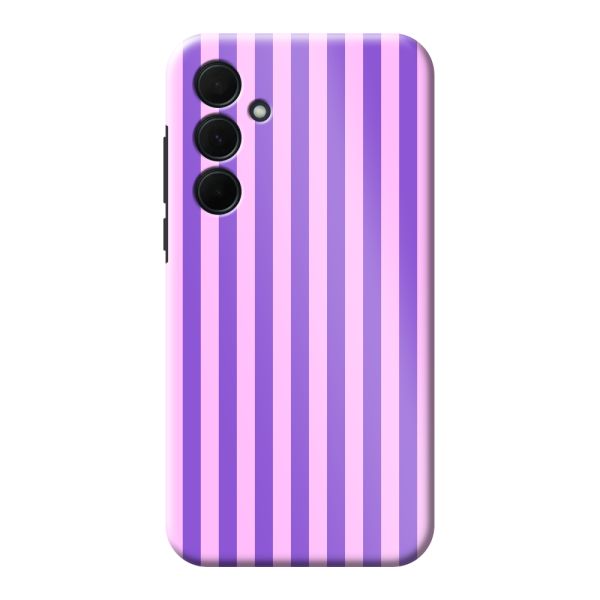 Besonders robuste Samsung Galaxy A35 Hülle mit lila-rosa Pastellstreifen