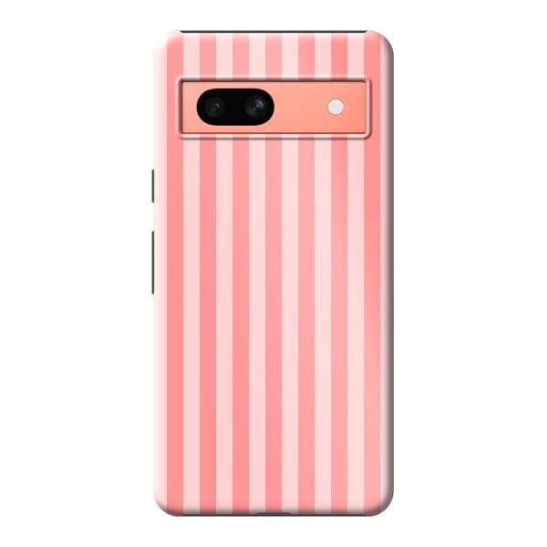 Besonders robuste Google Pixel 7a Hülle mit korallen-rosa Streifen