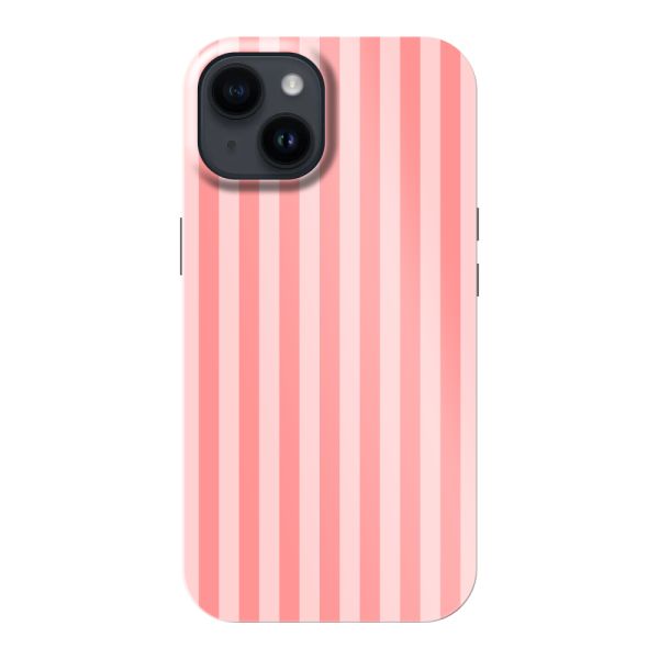 Coque iPhone 14 ultra-résistante à rayures corail et rose