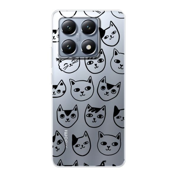 Coque Xiaomi 14T flexible transparente avec têtes de chat - Imprimé chats transparent