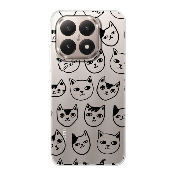 Coque Xiaomi 15T flexible transparente avec têtes de chat - Imprimé chats transparent