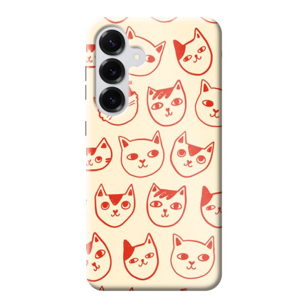 Coque Samsung Galaxy S25 Plus ultra-résistante avec têtes de chat - Chats rouges sur fond crème