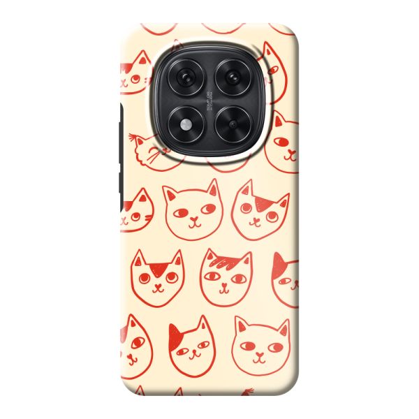 Extra sterk Xiaomi Poco X7 hoesje met kattenkoppen - Rode katten op crème