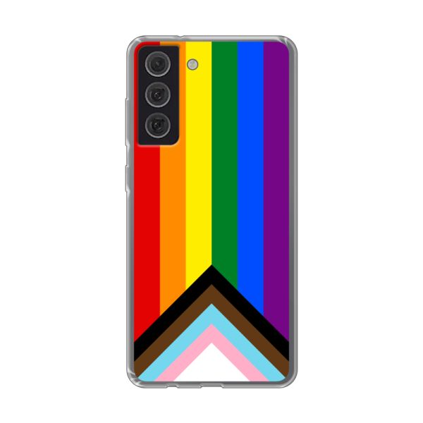 Coque Samsung Galaxy S21 FE flexible transparente avec Drapeau arc-en-ciel - Drapeau Progress Pride