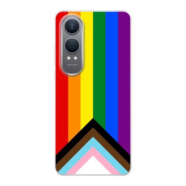 Transparente flexible OnePlus Nord CE 4 Lite Hülle mit Regenbogenfahne - Progress Pride Flagge