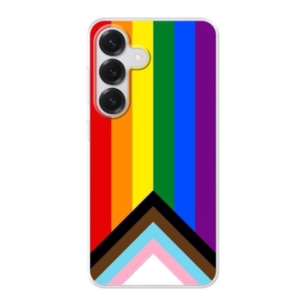 Coque Samsung Galaxy S25 flexible transparente avec Drapeau arc-en-ciel - Drapeau Progress Pride