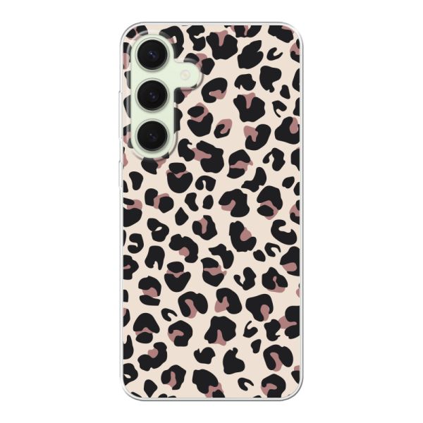 Coque Samsung Galaxy S25 Plus flexible transparente avec imprimé panthère – léopard beige