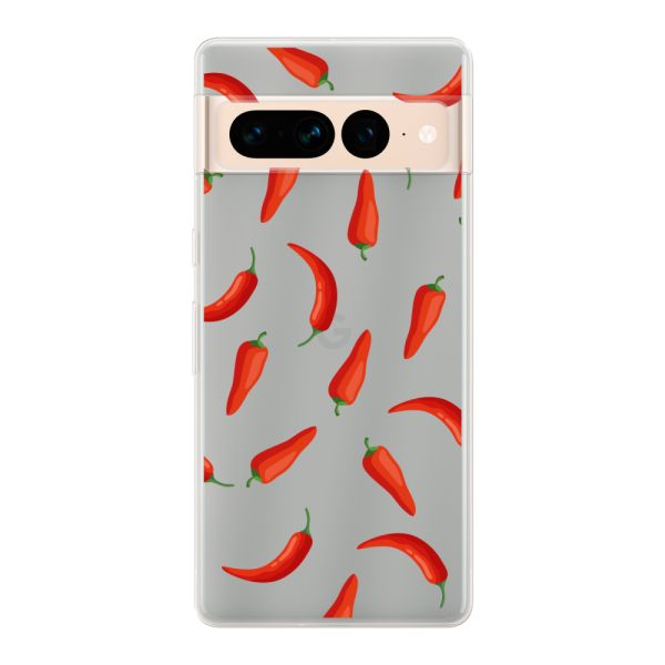 Transparente flexible Google Pixel 7 Pro Hülle mit Roten Chilis - Transparentes Chili Pepper Muster