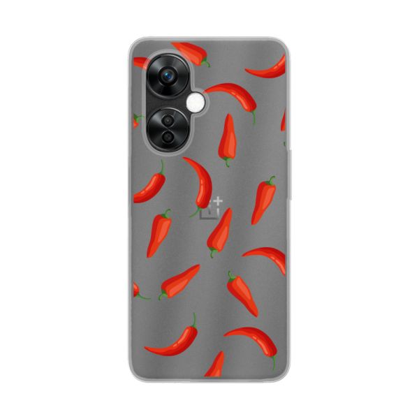 Transparente flexible OnePlus Nord CE 3 Lite Hülle mit Roten Chilis - Transparentes Chili Pepper Muster