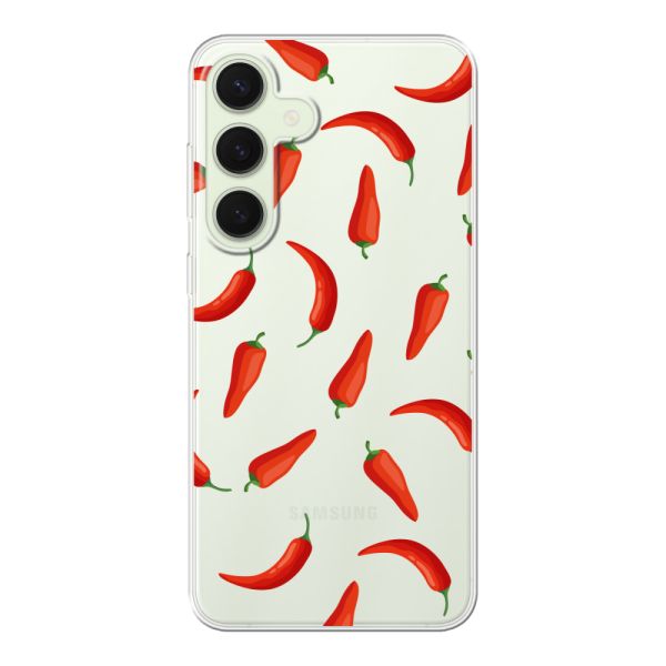 Coque Samsung Galaxy S25 Plus flexible transparente avec Piments Rouges - Motif Transparent Chili Pepper