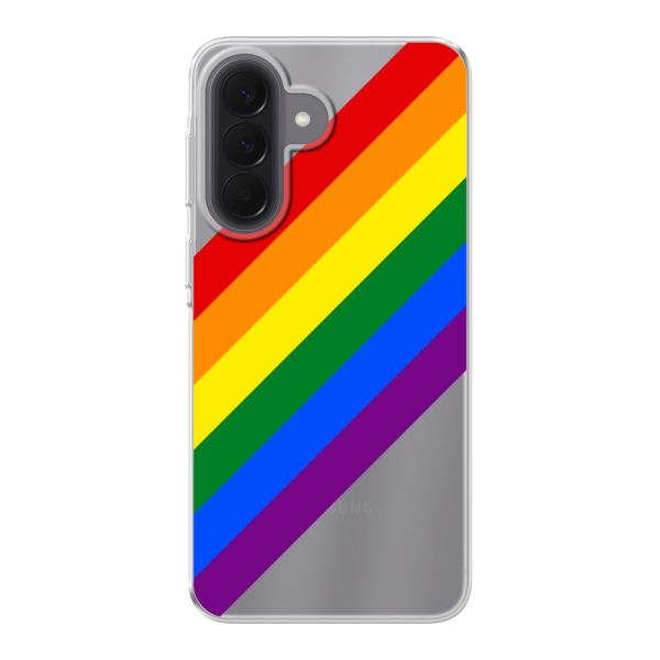 Transparant flexibel Samsung Galaxy A57 hoesje met Diagonale Regenboog - Pride Strepen