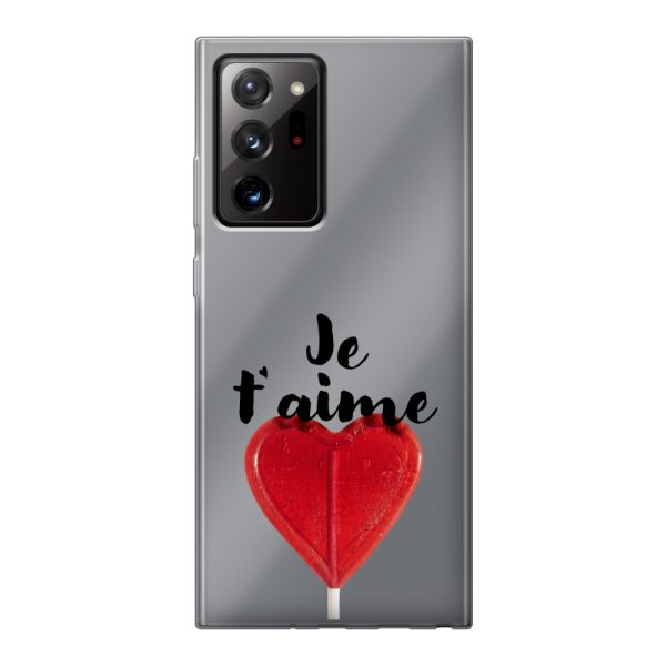 Transparant flexibel Samsung Galaxy Note 20 Ultra hoesje met Hartvormige Lolly - Je t'aime