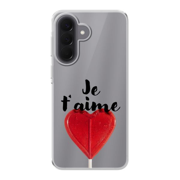 Transparant flexibel Samsung Galaxy A57 hoesje met Hartvormige Lolly - Je t'aime