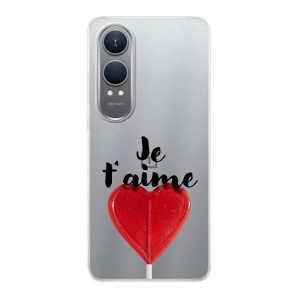 Transparant flexibel OnePlus Nord CE 4 Lite hoesje met Hartvormige Lolly - Je t'aime