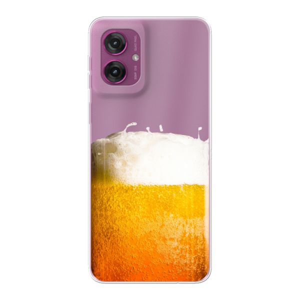 Transparant flexibel Motorola Moto G55 hoesje met Vers Getapt Biertje - Bierprint