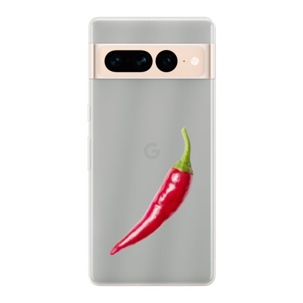 Transparente flexible Google Pixel 7 Pro Hülle mit roter Chili - Scharfes Design