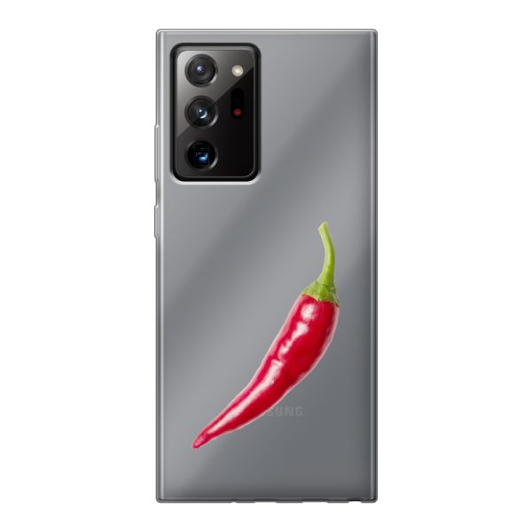 Transparant flexibel Samsung Galaxy Note 20 Ultra hoesje met Rode Peper - Pittig Design