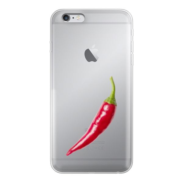 Transparant flexibel iPhone 6 Plus hoesje met Rode Peper - Pittig Design