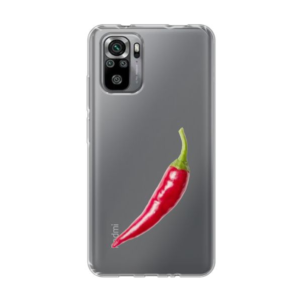 Transparente flexible Xiaomi Redmi Note 10 Hülle mit roter Chili - Scharfes Design
