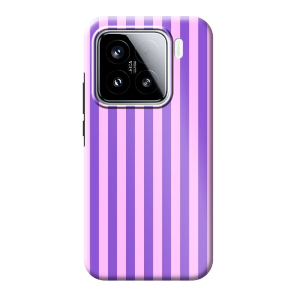 Besonders robuste Xiaomi 15 Hülle mit lila-rosa Pastellstreifen