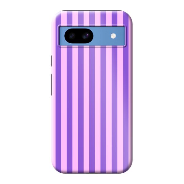 Coque Google Pixel 8a ultra-résistante à rayures pastel violet-rose