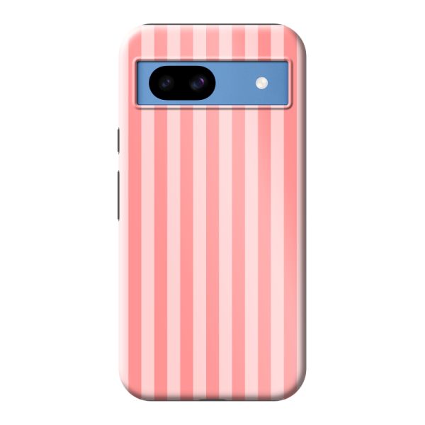 Coque Google Pixel 8a ultra-résistante à rayures corail et rose