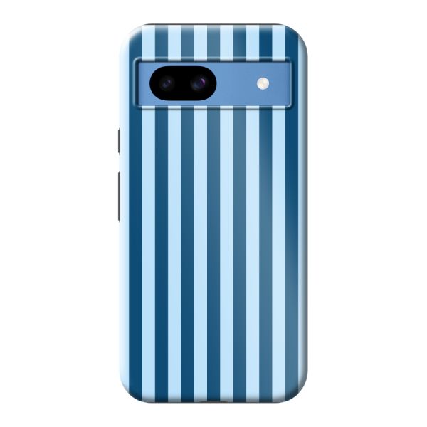 Coque Google Pixel 8a ultra-résistante à rayures bleues