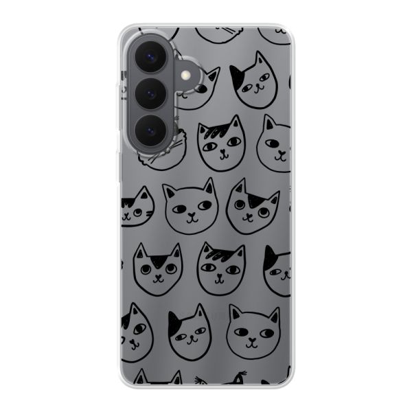 Transparant flexibel Samsung Galaxy S26 Plus hoesje met kattenkoppen - Transparante kattenprint