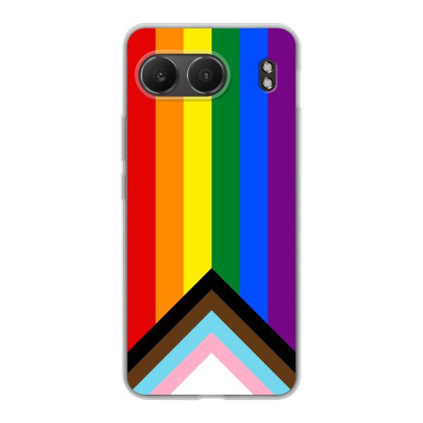 Transparente flexible OnePlus Nord 4 Hülle mit Regenbogenfahne - Progress Pride Flagge