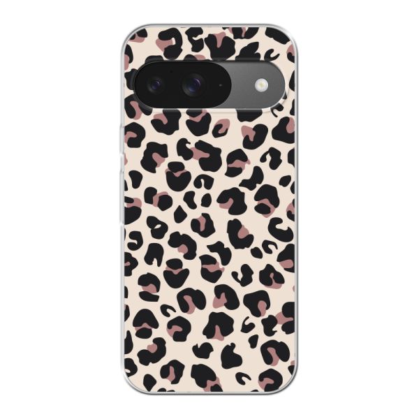 Transparant flexibel Google Pixel 9 hoesje met Panter Print - Beige Luipaardprint