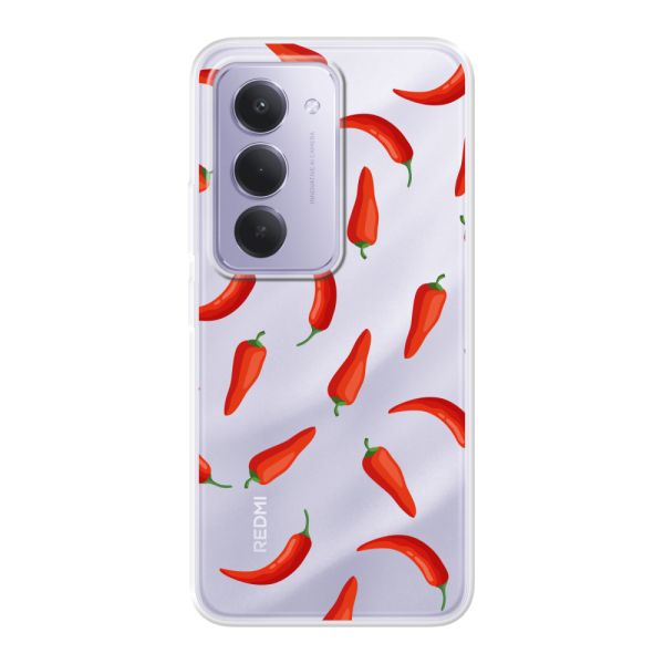 Coque Xiaomi Redmi 15 4G flexible transparente avec Piments Rouges - Motif Transparent Chili Pepper