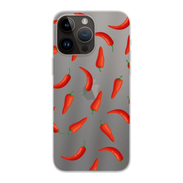 Transparente flexible iPhone 14 Pro Max Hülle mit Roten Chilis - Transparentes Chili Pepper Muster