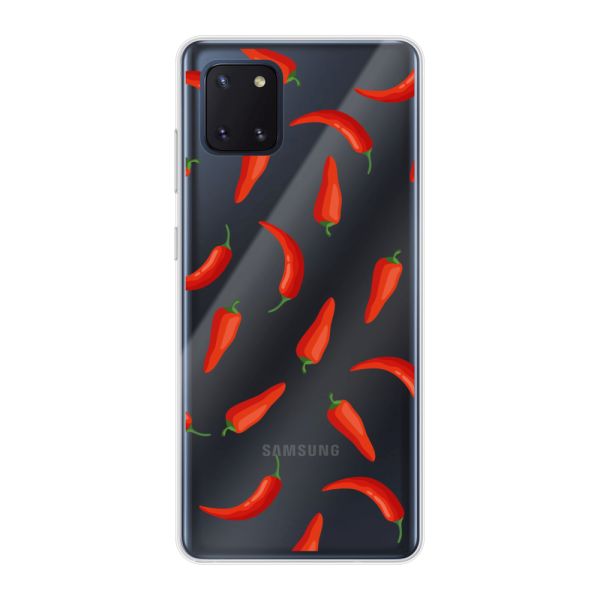 Transparant flexibel Samsung Galaxy Note 10 Lite hoesje met Rode Pepers - Transparant Chili Pepper Patroon
