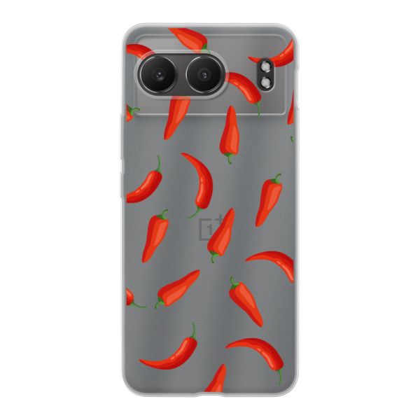 Transparente flexible OnePlus Nord 4 Hülle mit Roten Chilis - Transparentes Chili Pepper Muster